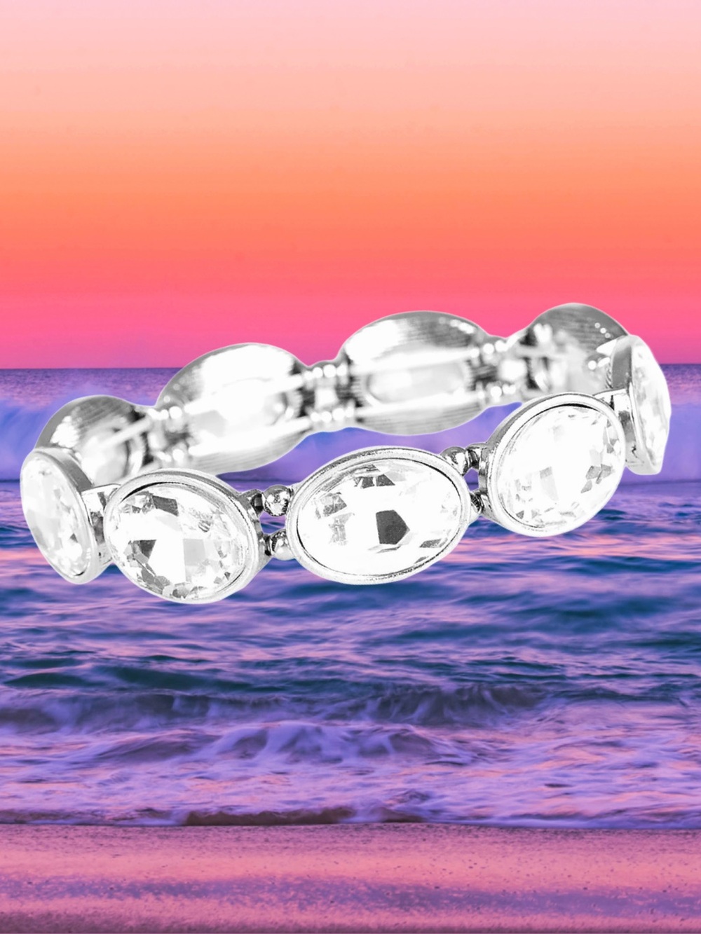 🆕Women’s Stretchy Silver Crystal Rhinestone Bracelet❤️❤️